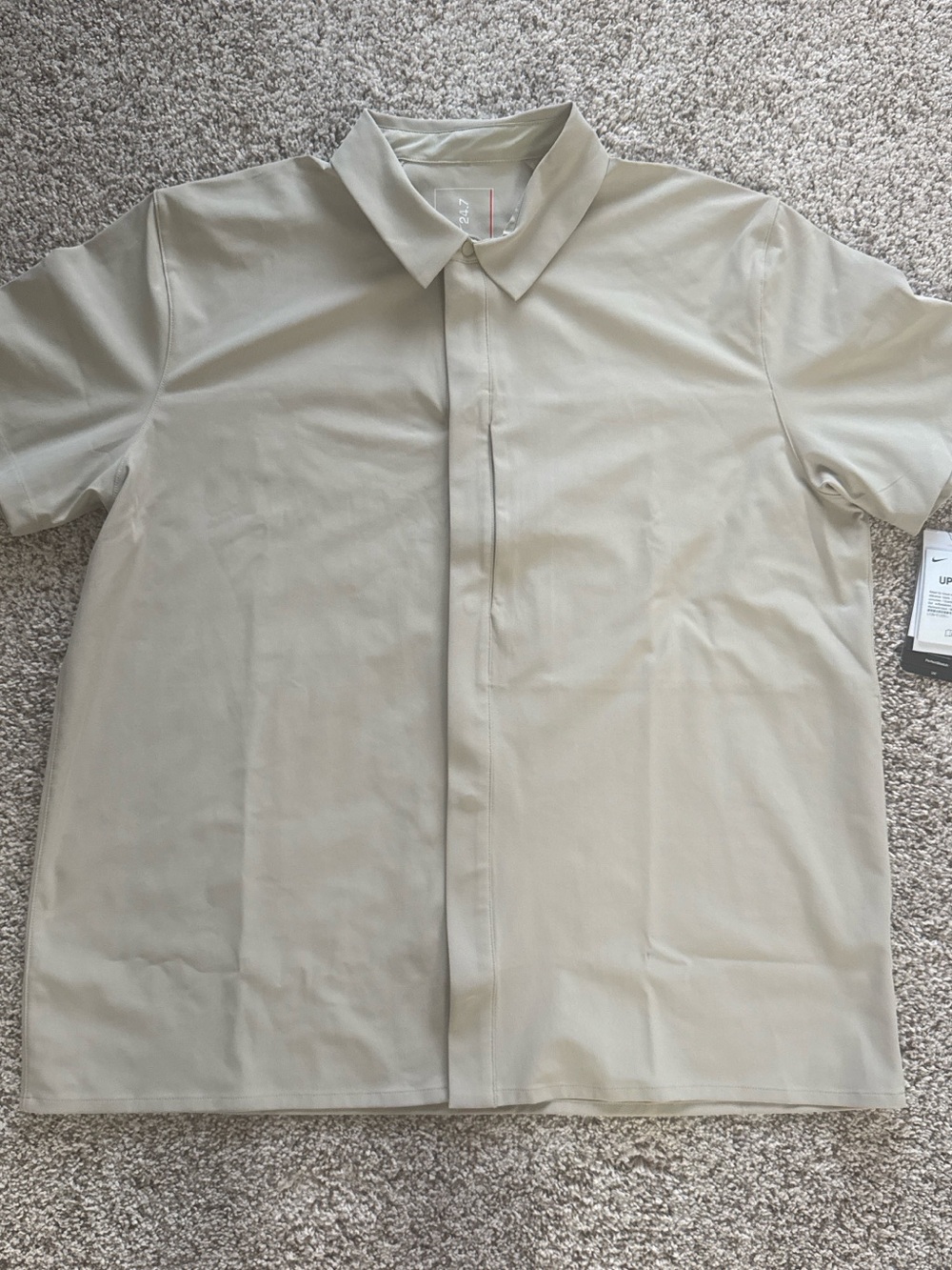 Nike Men's Short-Sleeve Button Down Shirt in Light Tan